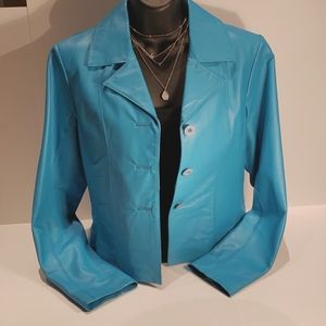 Wilsons Leather jacket in turquoise, size small